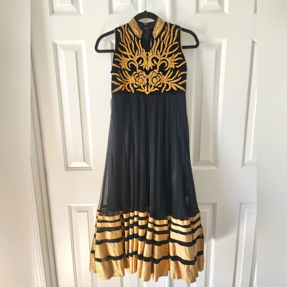 Indian Punjabi Formal Black Gold Dress size 32 XS